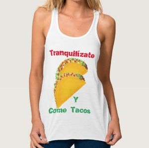 Flowy Racerback White Tank Top / Funny / Camisa Size L